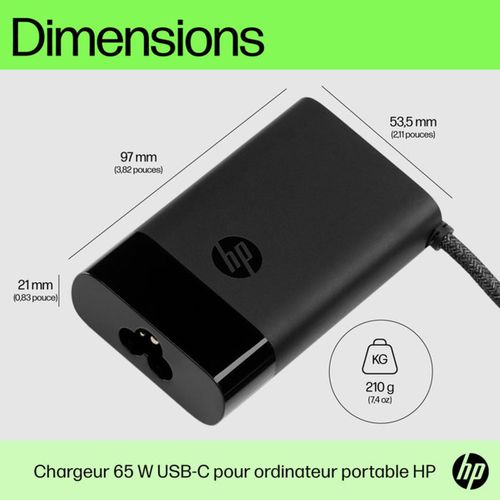 Chargeur USB-c 65w Compact Avec Câble Tressé – Mod. 671r2aa
