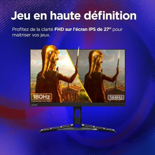 Ecran PC Gamer - Lenovo Legion R27i-30 - 27 Ips Fhd 180hz (od) - 0,5ms - HDMI 2.1