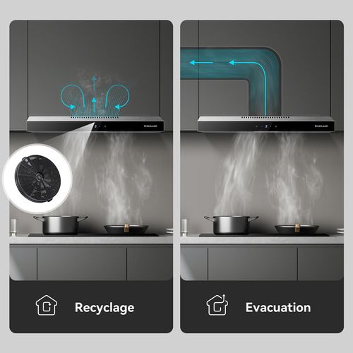 Hotte Aspirante visière Sr60ss 60cm, Inox 3 Vitesses, Evacuation et recyclage