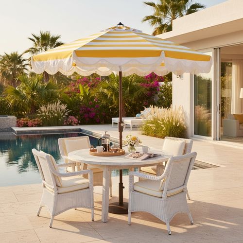 Parasol Thomas Jaune Métal Open: 256 X 256 X 251 Close: 15 X 15 X 251