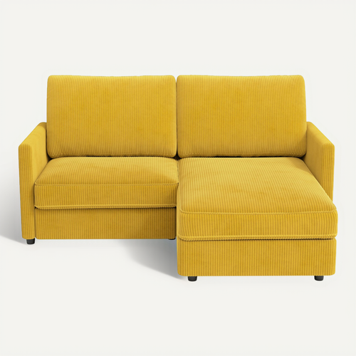 Canapé D'angle 2 Places En Velours Côtelé,confortable Moderne,180x137x84cm,jaune