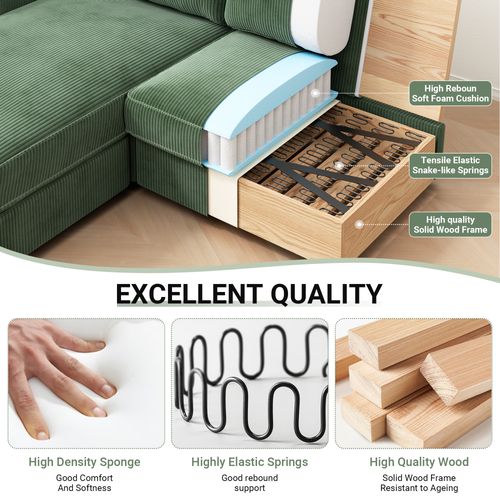 Canapé D'angle 2 Places En Velours Côtelé,canapé Confortable,180x137x84cm,vert