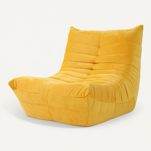 Fauteuil Pouf,fauteuil De Sol Paresseux Rembourré,daim Velours,85 X 80 X 84cm,jaune