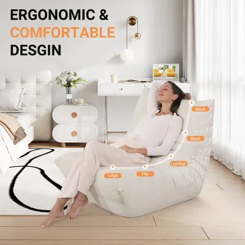 Fauteuil Pouf,fauteuil De Sol Paresseux Pour Salon,daim Velours,85 X 80 X 84cm,beige