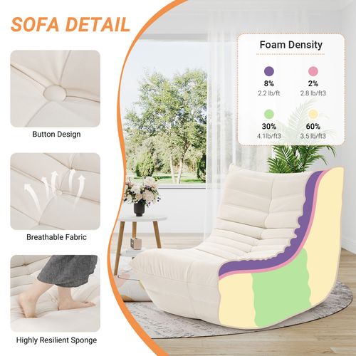 Fauteuil Pouf,fauteuil De Sol Paresseux Pour Salon,daim Velours,85 X 80 X 84cm,beige