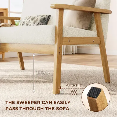 Canapé 2 Places Scandinave En Velours Teddy,banquette Fauteuil,107x60x76cm,blanc