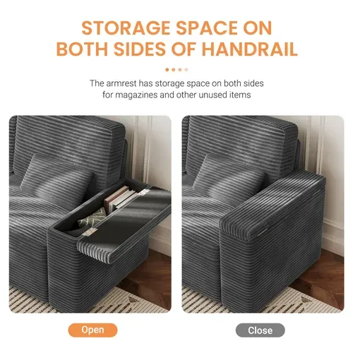 Canapé 2 Places Moderne En Velours Côtelé - Gris