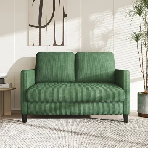 Canapé 2 Places En Velours Côtelé - 129x78x89 Cm - Vert