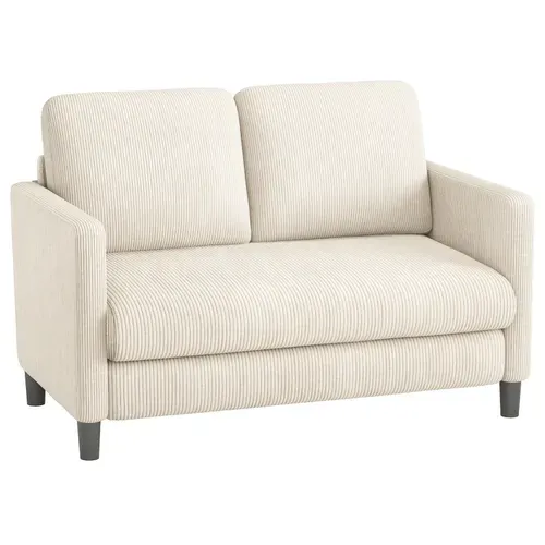 Canapé 2 Places 129x78x89 Cm En Velours Côtelé - Beige
