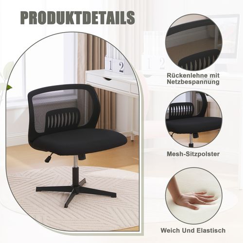 Fauteuil De Bureau Chaise Bureau Roulettes Réglable Hauteur Pivotante à 360°maille Respirante Noir