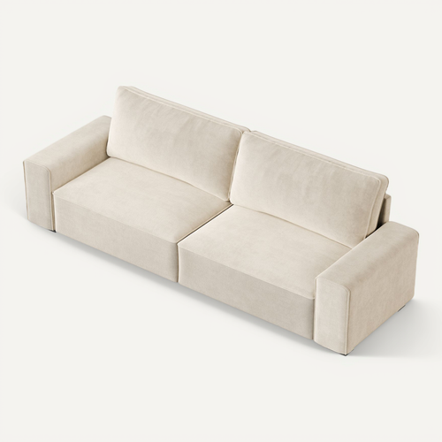 Neche Canapé Moderne 3 Places En Chenille Beige Pour Salon - Avec Grand Accoudoirs