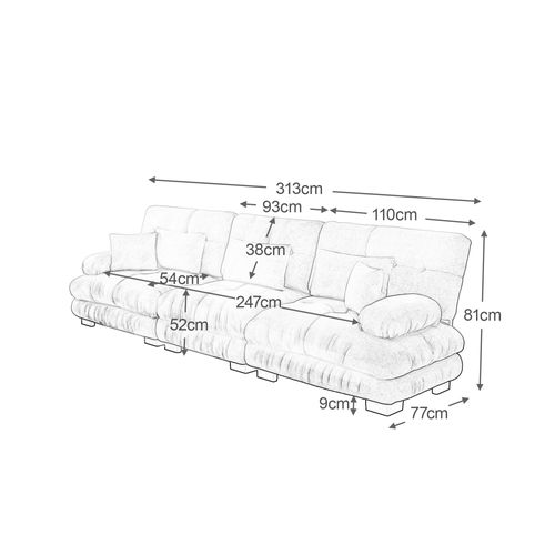 Canapé Modulaire 3 Places,tissu En Chenille,assise Profonde,rose