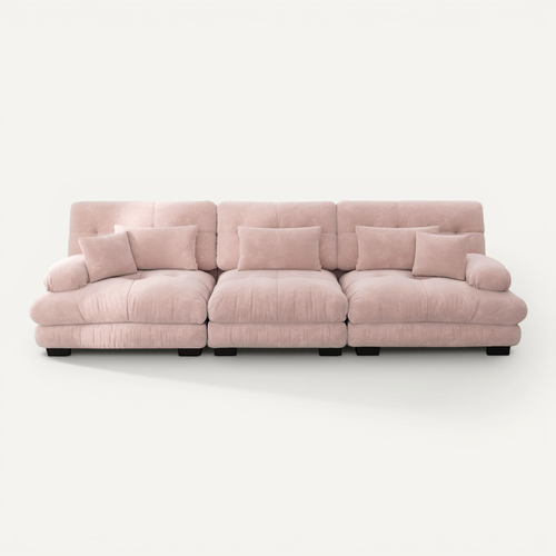 Canapé Modulaire 3 Places,tissu En Chenille,assise Profonde,rose