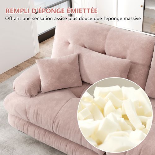 Canapé Modulaire 3 Places,tissu En Chenille,assise Profonde,rose