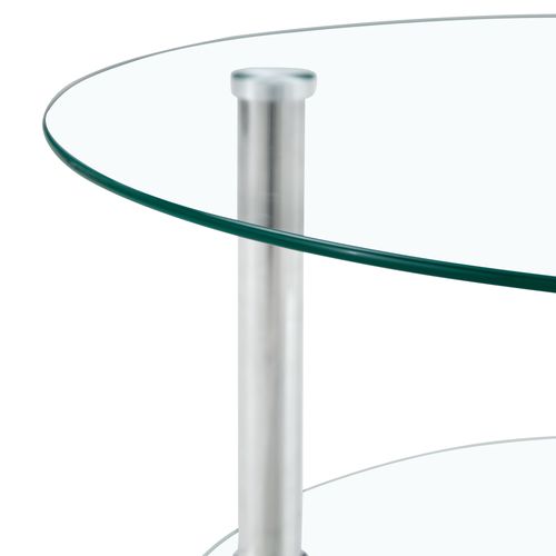 Table Basse Ronde Verre 70x70x42cm Pieds Métal Argenté Canapé-table Salon Moderne Et élégant