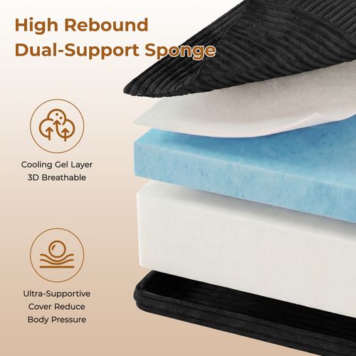 Canapé Compressé En U- 3 Places En Velours Côtelé, Noir