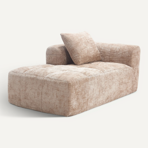 Canapé Compressé 2 Places Tissu En Chenille Méridienne Kaki Avec 1 Coussin