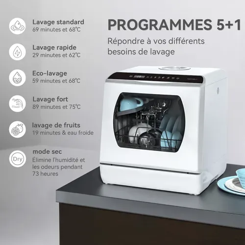 Mini Lave-vaisselle 4 couverts, Avec Et Sans Raccordement à L'eau, Largeur 43 Cm