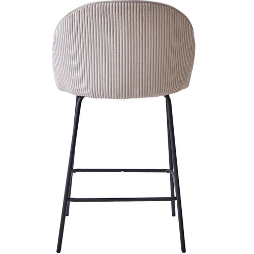 Lot De 2 Tabourets De Bar En Velours Côtelé Beige, Piètement Noir - Alta