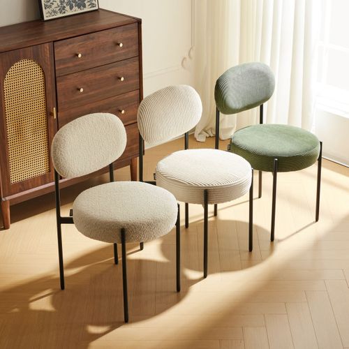 Lot De 2 Chaises En Velours Côtelé Beige, Piètement Métal Noir - Evora