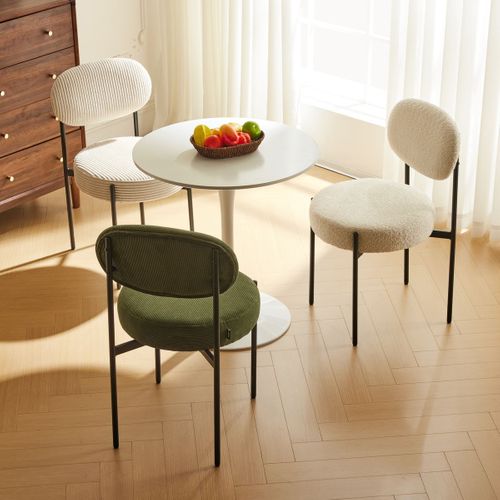 Lot De 2 Chaises En Velours Côtelé Beige, Piètement Métal Noir - Evora