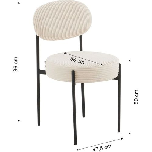 Lot De 2 Chaises En Velours Côtelé Beige, Piètement Métal Noir - Evora