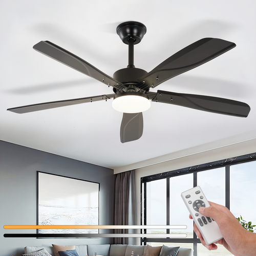 Ventilateur De Plafond Noir Avec Éclairage LED Silencieux Et Réglable 23 W