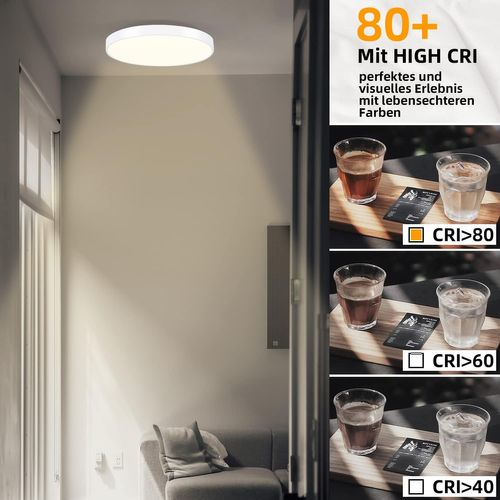 Plafonnier LED Blanc Chaud 12 W 3000K  Lampe De Salle De Bain Moderne Et Plate