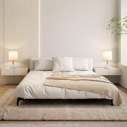 Lampe De Table Salon Douille E27 Lampe De Chevet Moderne Abat-jour Blanc