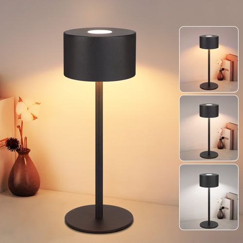 Lot De 2 Lampes De Table LED Sans Fil Lampe Intensité Variable Avec 3 Températures De Couleur Noire