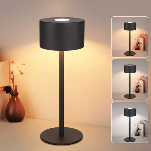 Lampe à Poser De Table LED Sans Fil - Lampe Intensité Variable Avec 3 Températures Noire