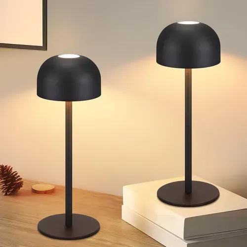 2er Lampes De Table LED Sans Fil Lampe Intensité Variable Avec 3 Températures Noir