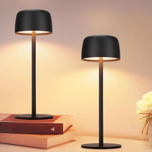 Lampes De Table LED Lot De 2 Sans Fil Lampe Intensité Variable Avec 3 Températures Noir