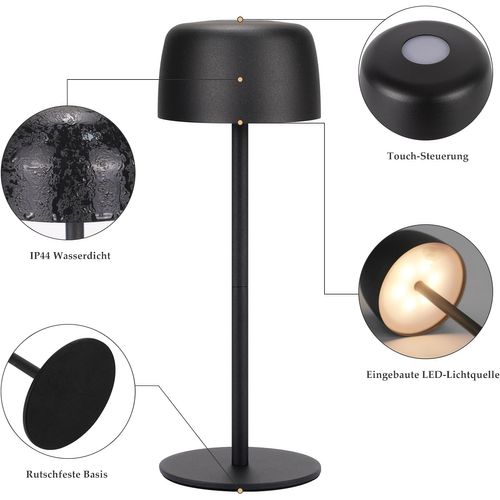 Lampes De Table LED Lot De 2 Sans Fil Lampe Intensité Variable Avec 3 Températures Noir