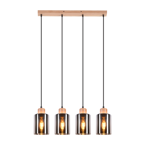 Suspension En Bois Pour Table à Manger Vintage 4 Flammes E27 Lampe De Salle à Manger Industrielle