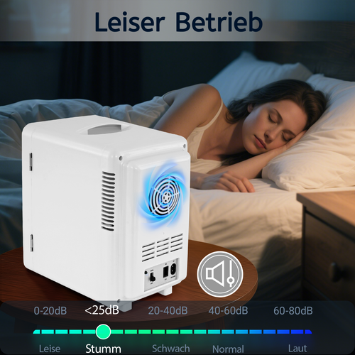 Mini Frigo 6l - Blanc Petit Réfrigérateur 12v/230v, Silencieux Avec Miroir Et Éclairage LED