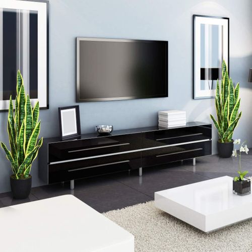 Plante Artificielle Déco. Interieur Sansevieria Trifasciata Avec Pot Et 20 Feuilles - H 90 Cm Vert