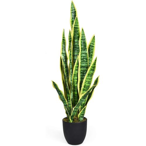 Plante Artificielle Déco. Interieur Sansevieria Trifasciata Avec Pot Et 20 Feuilles - H 90 Cm Vert
