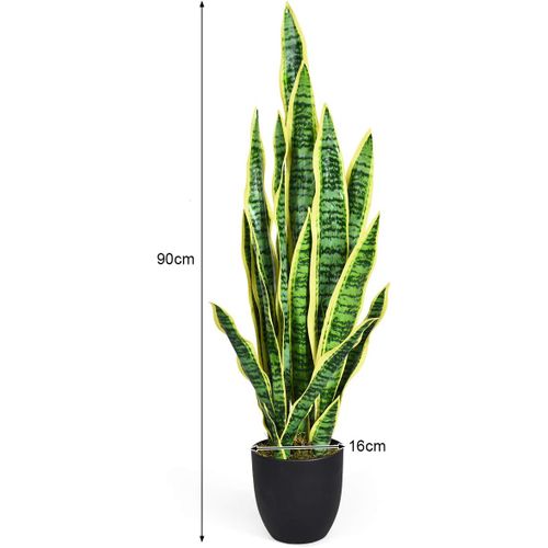 Plante Artificielle Déco. Interieur Sansevieria Trifasciata Avec Pot Et 20 Feuilles - H 90 Cm Vert