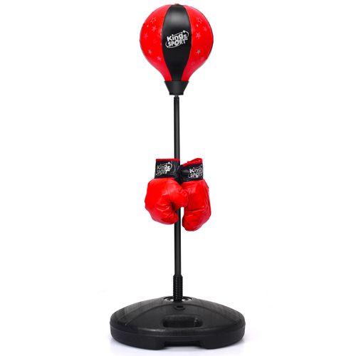 Punching Ball Enfants Sur Pied Avec Gants Et Pompe à Main Gonflable Réglable En Hauteur 90-130cm