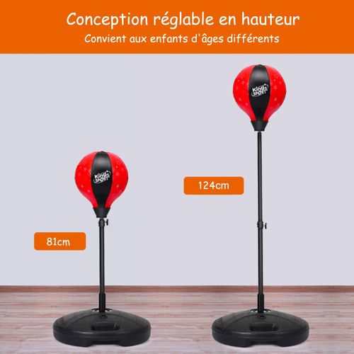 Punching Ball Enfants Sur Pied Avec Gants Et Pompe à Main Gonflable Réglable En Hauteur 90-130cm