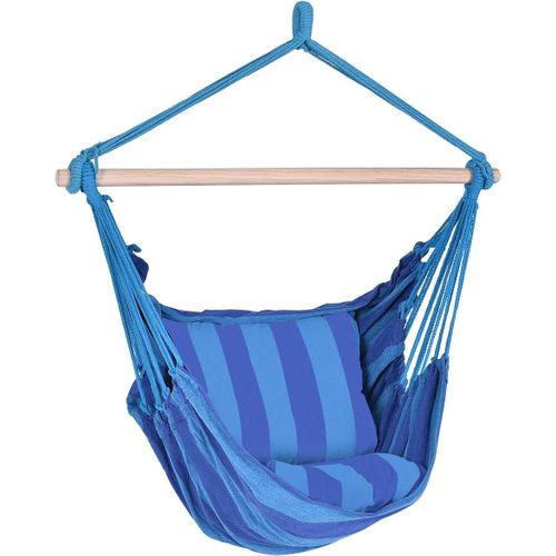 Fauteuil Hamac Suspendu Chaise Suspendue Avec 2 Coussins Charge Max 120kg Bleu