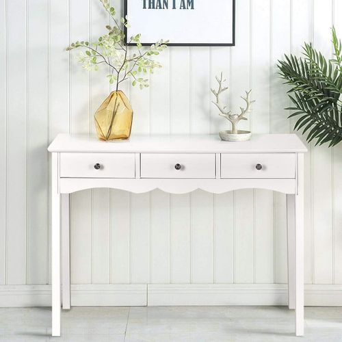 Table Console D'entrée En Bois Noir Avec 3 Tiroirs - Rangement Polyvalent