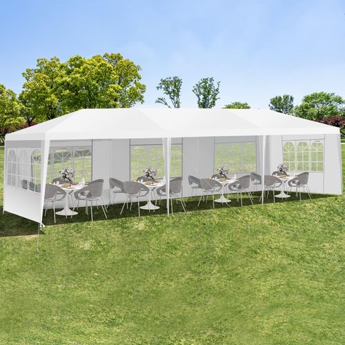 Tonnelle De Jardin/barnum 3x9m-27㎡ Tente De Réception Avec 5 Parois Amovibles Piquets
