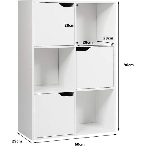 Bibliothèque Meuble En Cube Casier Avec 6 Compartiments