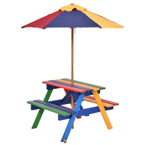 Table Pique-nique Avec Parasol Amovible En Bois De Sapin 79 X 71 X 52,5 Cm/ensemble