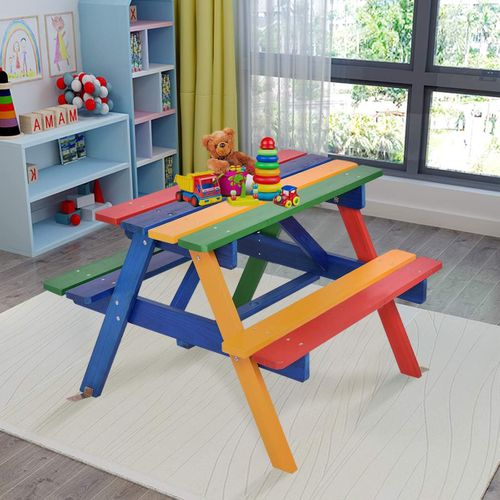 Table Pique-nique Avec Parasol Amovible En Bois De Sapin 79 X 71 X 52,5 Cm/ensemble