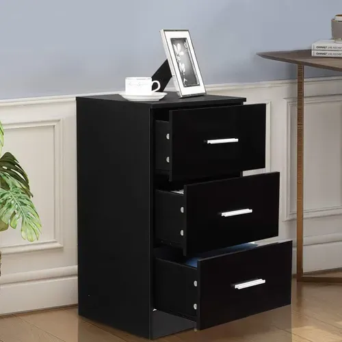 Lot De 2 Caisson De Bureau Meuble De Rangement Avec 3 Tiroirs Pour Lettre,dossiers Et Documents Noir