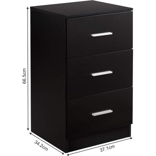 Lot De 2 Caisson De Bureau Meuble De Rangement Avec 3 Tiroirs Pour Lettre,dossiers Et Documents Noir
