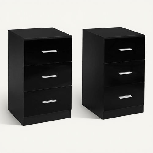 Lot De 2 Caisson De Bureau Meuble De Rangement Avec 3 Tiroirs Pour Lettre,dossiers Et Documents Noir